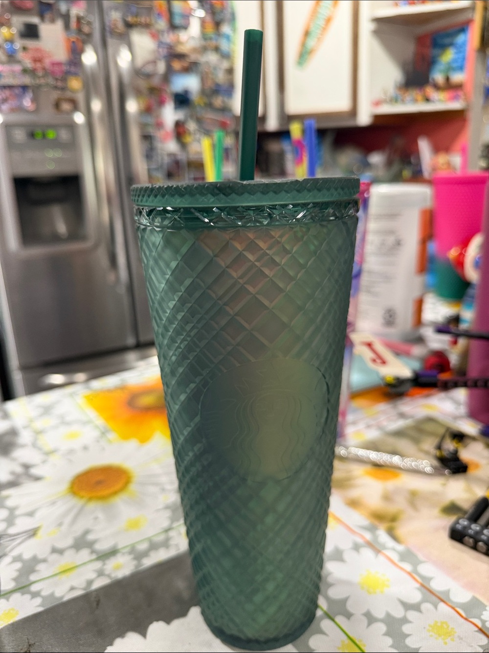 Starbucks Green and Purple Textured Tumbler